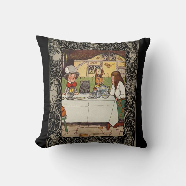 Alice In Wonderland Third Of Four Throw Pillow (Front)