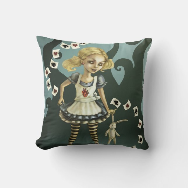 Alice in Wonderland Throw Pillow (Front)