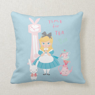 Alice In Wonderland Time For Tea Throw Pillow