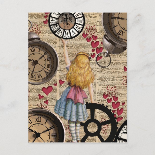 Alice In Wonderland Travelling in Time Postcard (Front)