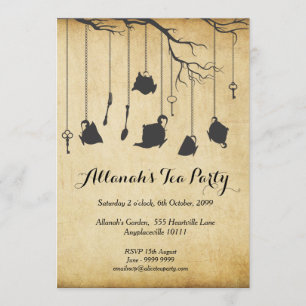 Alice in Wonderland Unbirthday Birthday Tea Party Invitation