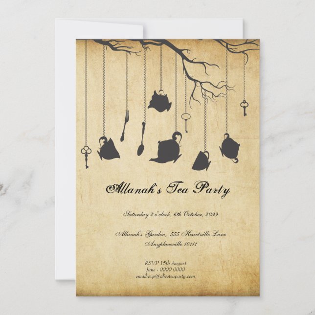 Alice in Wonderland Unbirthday Birthday Tea Party Invitation (Front)
