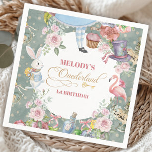Alice in Wonderland Vintage 1st birthday Napkin