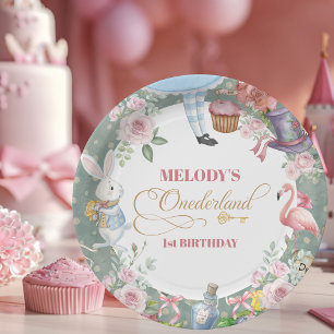 Alice in Wonderland Vintage 1st birthday Paper Plate