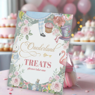 Alice in Wonderland Vintage 1st birthday Treats Pedestal Sign