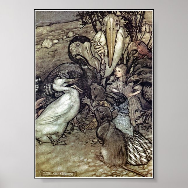 Alice in Wonderland Vintage Book Illustration Poster (Front)