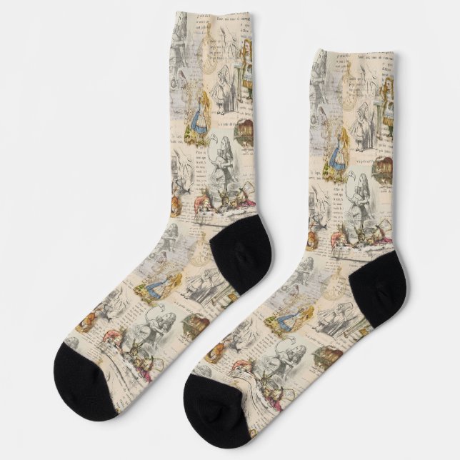 Alice in Wonderland Vintage Book Socks (Left)
