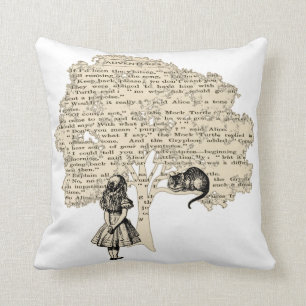 Alice In Wonderland Vintage Book Throw Pillow