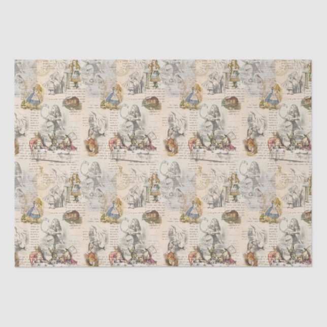 Alice in Wonderland Vintage Book Tissue Paper (Front)