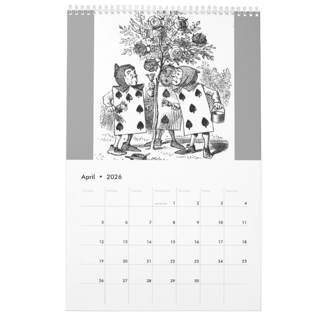 Alice in Wonderland, Vintage Calendar (Apr 2026)