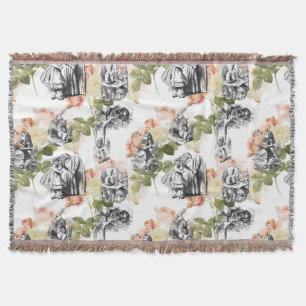 Alice in Wonderland Vintage Roses Throw Blanket