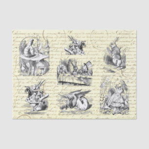 Alice in Wonderland Vintage Script Beige Tissue Paper