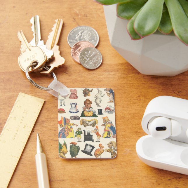 Alice in Wonderland, Vintage Victorian Paper Doll Keychain (Desk)