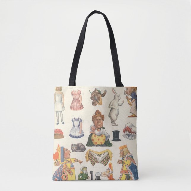 Alice in Wonderland, Vintage Victorian Paper Doll Tote Bag (Front)