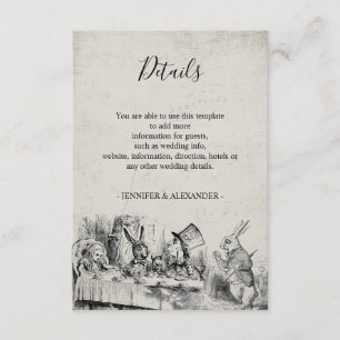 Alice in Wonderland Vintage Wedding Details Enclosure Card
