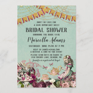 Alice in Wonderland Virtual Bridal Shower Invitation
