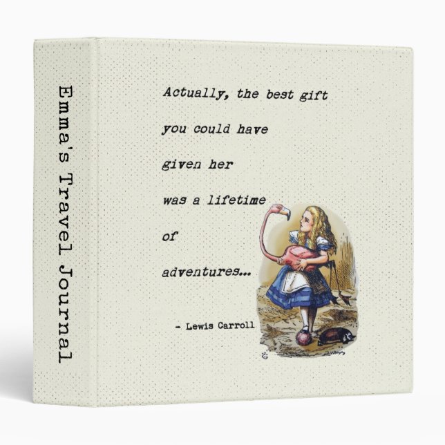 Alice In Wonderland W/Flamingo Adventure Quote Binder (Front/Spine)
