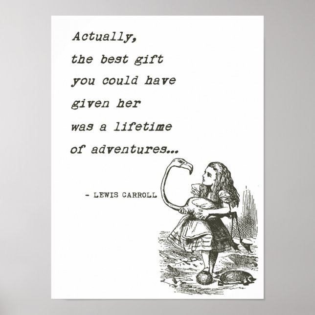 Alice In Wonderland W/Flamingo Adventure Quote Poster (Front)