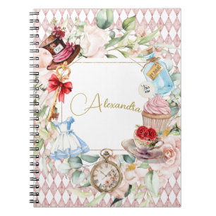 Alice In Wonderland Watercolor Floral Personal Notebook