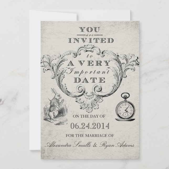 Alice in Wonderland Wedding Invitation (Front)