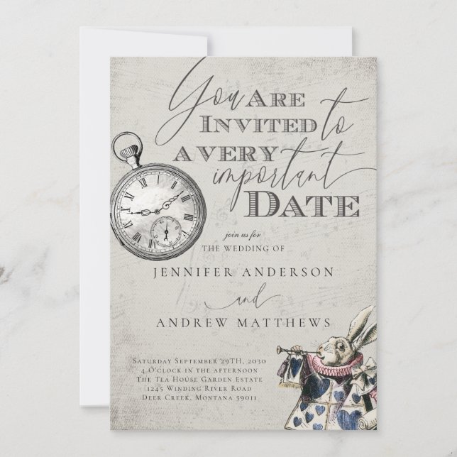 Alice in Wonderland Wedding Invitation (Front)