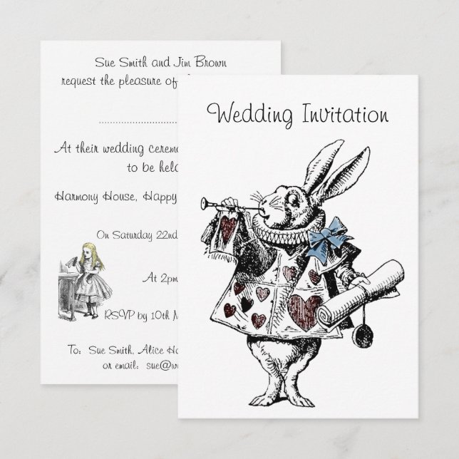 Alice in Wonderland Wedding Invitation Card (Front/Back)