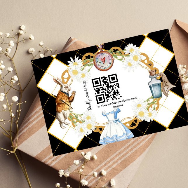 Alice in Wonderland Wedding qr code RSVP Card (Creator Uploaded)