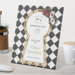 Alice in wonderland welcome poster pedestal sign