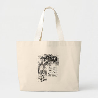Alice in Wonderland - We're all mad here Large Tote Bag