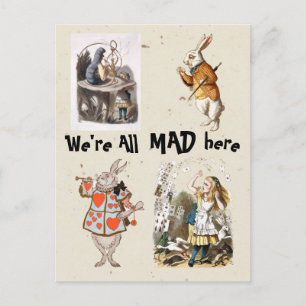 Alice in Wonderland -We're all Mad here Postcard