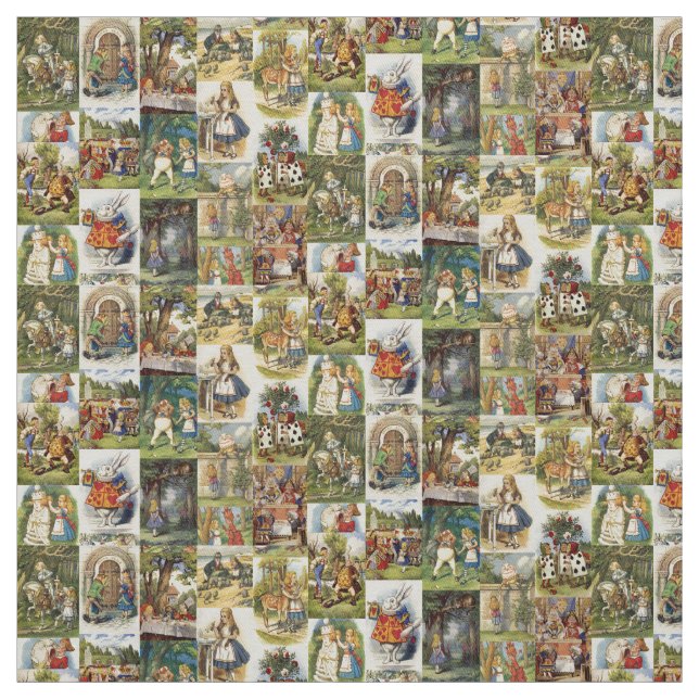 Alice in Wonderland whimsical twill fabric (Swatch)