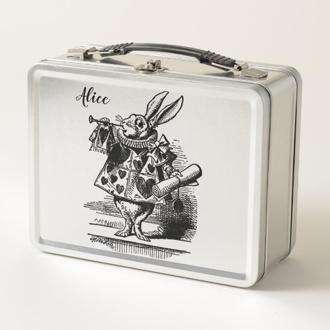 Alice in Wonderland White Rabbit as Herald Metal Lunch Box (Front)