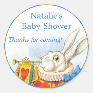 Alice in Wonderland White Rabbit Baby Shower Classic Round Sticker
