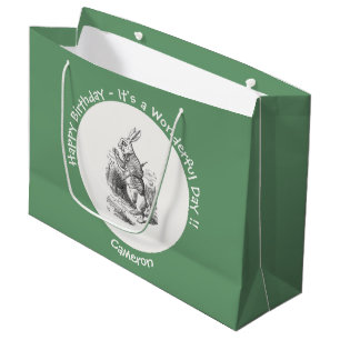Alice in Wonderland White Rabbit Birthday Party Large Gift Bag