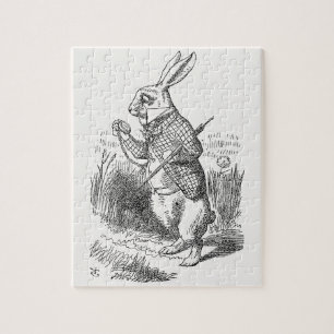 Alice in Wonderland, White Rabbit Checks His Watch Jigsaw Puzzle