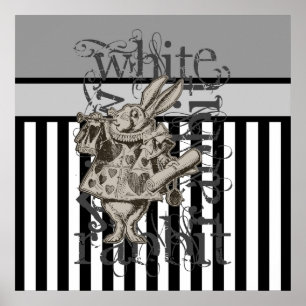 Alice In Wonderland White Rabbit Grunge Poster