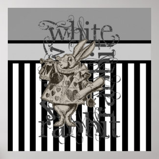 Alice In Wonderland White Rabbit Grunge Poster