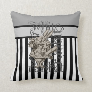 Alice In Wonderland White Rabbit Grunge Throw Pillow