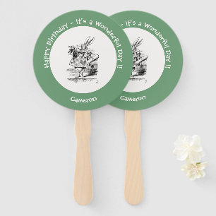 Alice in Wonderland White Rabbit Herald Birthday Hand Fan