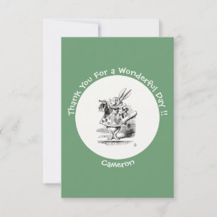 Alice in Wonderland White Rabbit Herald Birthday  Thank You Card