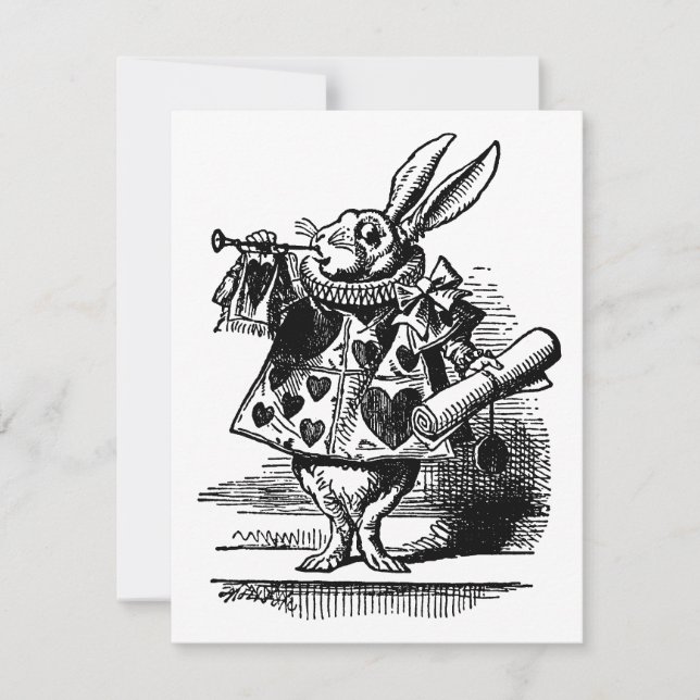 Alice in Wonderland White Rabbit Herald Invitation (Front)