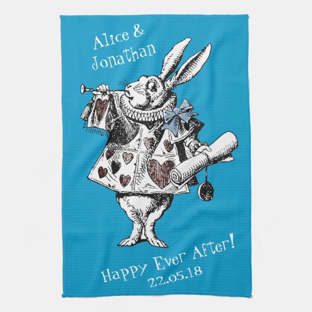 Alice in Wonderland White Rabbit Kitchen Towel (Vertical)
