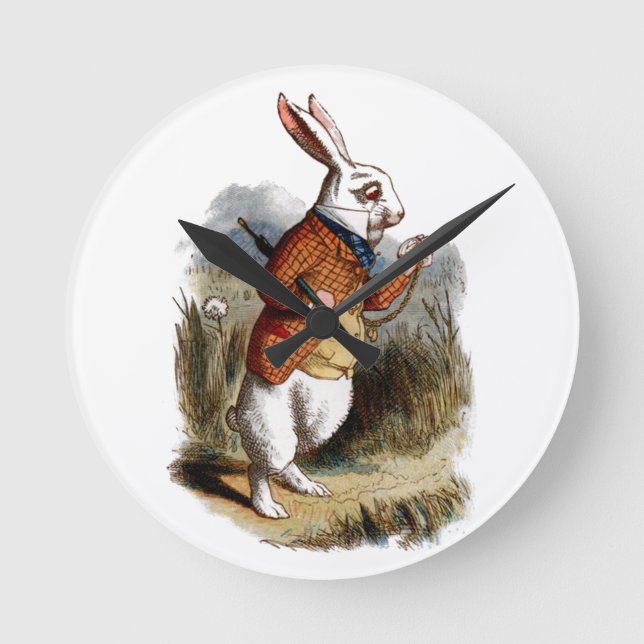 Alice in Wonderland White Rabbit Personalize Wall Round Clock (Front)