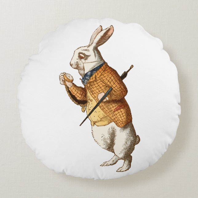   Alice in Wonderland - White Rabbit Round Pillow (Front)