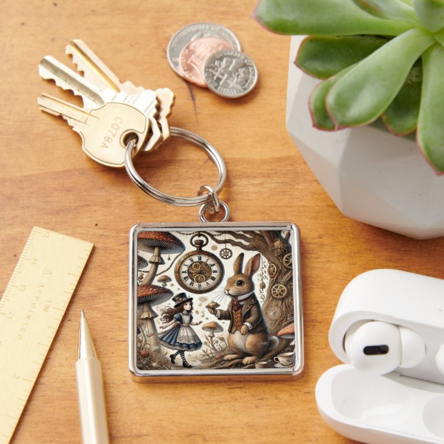 Alice in Wonderland White Rabbit tea Art Keychain (Desk)