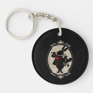Alice In Wonderland White Rabbit Vintage Book Keychain