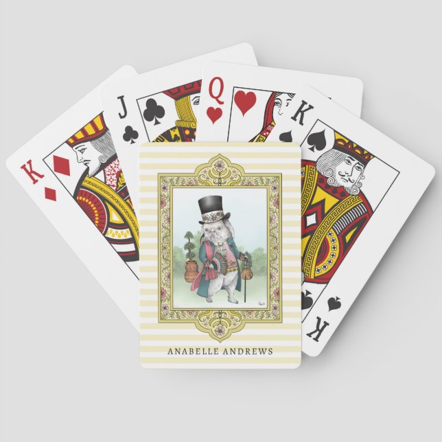 Alice in Wonderland White Rabbit Wearing Clothes Playing Cards (Back)
