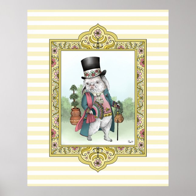 Alice in Wonderland White Rabbit Wearing Clothes Poster (Front)