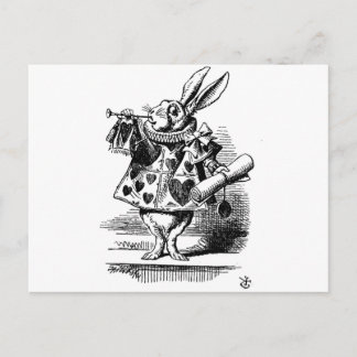 Alice in Wonderland White Rabbit with Trumpet Postcard