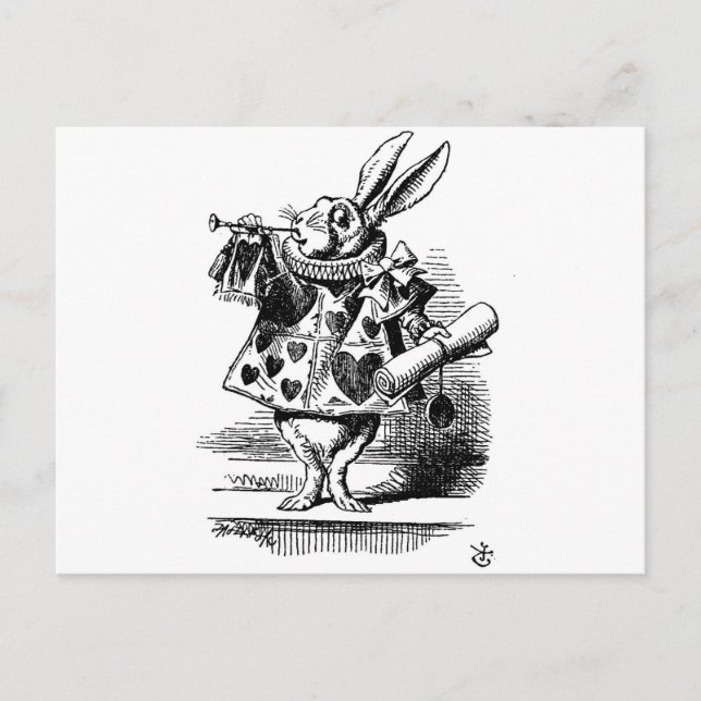 Alice in Wonderland White Rabbit with Trumpet Postcard (Front)